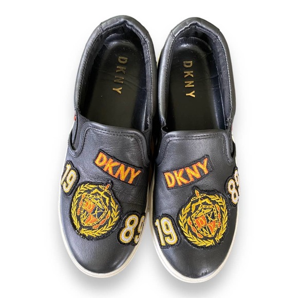 DKNY Baylee Black Leather Patchwork Slip On Sneaker Wm Sz 7 - Picture 8 of 10